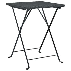 vidaXL Taitettava bistrop&ouml;yt&auml; musta 55x54x71 cm polyrottinki