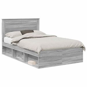 vidaXL S&auml;ngyn runko Harmaa Sonoma 4FT6 Double Massiivinen m&auml;nty