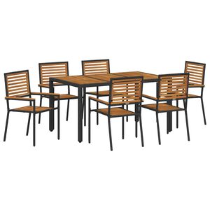 vidaXL Piharuokailu setti 7 pcs Musta ja ruskea polyrottinki