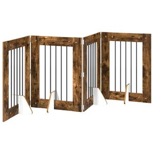 vidaXL K&auml;yt&auml;nn&ouml;llinen koiraportti jalustoilla 4 kpl Savutammi 241 cm