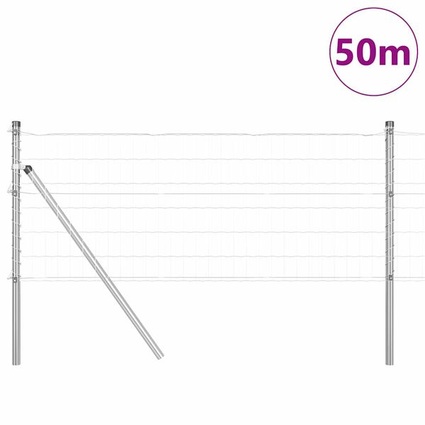 vidaXL Aita ja Tuki Hopea 0,4 x 50 m Ter&auml;s ja PVC