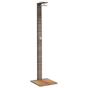 vidaXL Ulkosuihku harmaa 50x55x224 cm polyrottinki ja akasiapuu