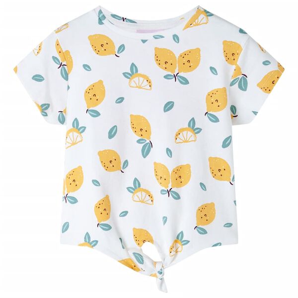 Lasten T-paita solmittavalla helmalla ecru 128