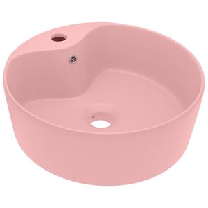 vidaXL Ylellinen pesuallas ylivuodolla mattapinkki 36x13 cm keraaminen