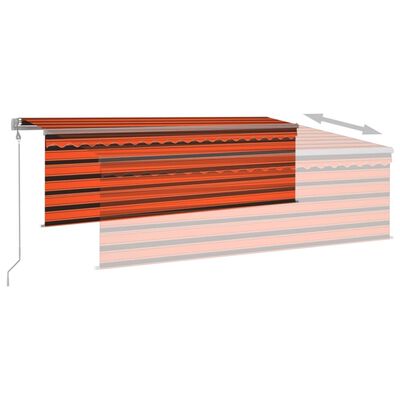 vidaXL Sisäänkelattava markiisi verho/LED/tuulisens 4x3 m oranssirusk