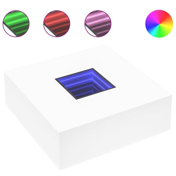 vidaXL sohvapöytä Infinity LED-valoilla valkoinen 100x100x40 cm