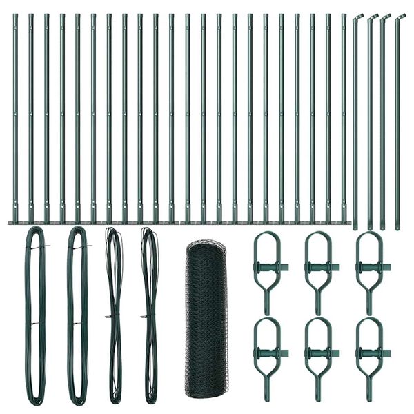 vidaXL Aita paalujen kanssa Vihreä 0.8 x 50 m