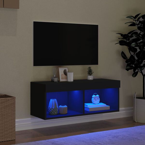 vidaXL TV-taso LED-valoilla musta 80x30x30 cm