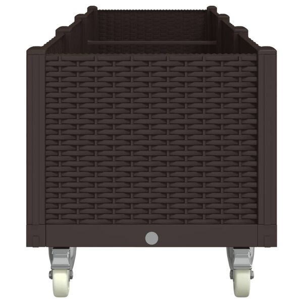 vidaXL Ulkokukkalaatikko py&ouml;rill&auml; ruskea 240x50x54 cm PP