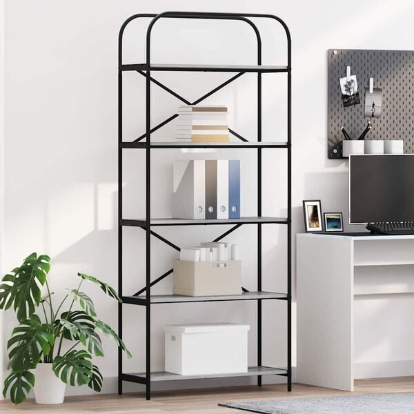 vidaXL Kirjahylly Harmaa Sonoma 80 x 30 x 183 cm Tekninen puu