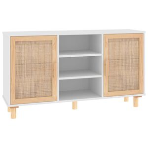 vidaXL Senkki valkoinen 105x30x60 cm t&auml;ysi m&auml;nty ja luonnonrottinki