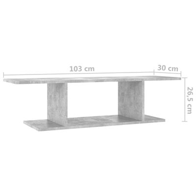 vidaXL Seinäkiinnitettävä TV-taso betoninharmaa 103x30x26,5 cm