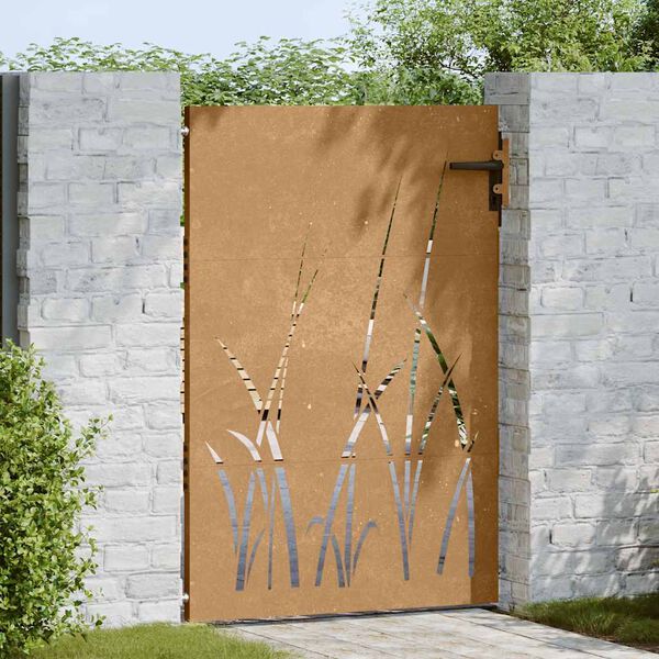 vidaXL Puutarhaportti 85x150 cm Corten-ter&auml;s Ruohokuvio