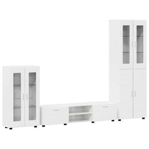 vidaXL TV-tasosetti hyllyll&auml; FLORIN 3 pcs Korkean kiillon valkoinen