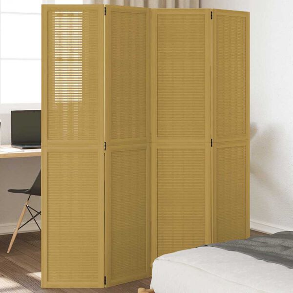 vidaXL 4-Paneelinen tilanjakaja ruskea t&auml;ysi keisaripuu