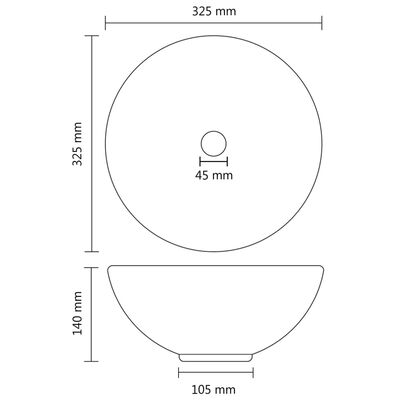 vidaXL Ylellinen pesuallas pyöreä matta vaaleaharmaa 32,5x14cm keraami