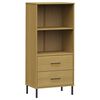 vidaXL Kirjahylly 2 laatikolla ruskea 60x35x128,5 cm t&auml;yspuu OSLO