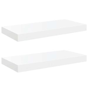 vidaXL Kelluvat sein&auml;hyllyt 2 kpl korkeakiilto valk. 50x23x3,8 cm MDF