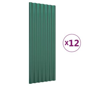 vidaXL Kattopaneeli 12 kpl galvanoitu ter&auml;s vihre&auml; 100x36 cm