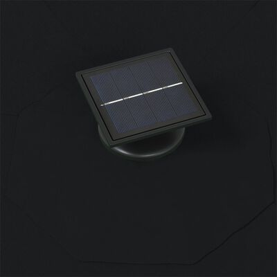 vidaXL Seinäkiinnitteinen aurinkovarjo LED ja tolppa 300 cm musta