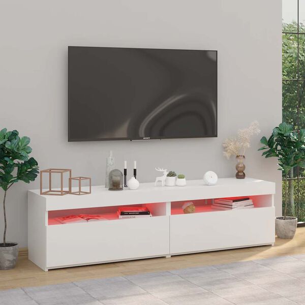 vidaXL TV-tasot 2 kpl LED-valoilla valkoinen 75x35x40 cm