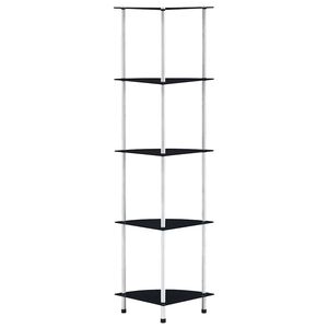 vidaXL 5-kerroksinen hylly musta 30x30x130 cm karkaistu lasi