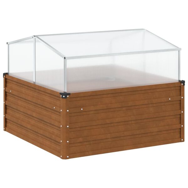 vidaXL Puutarhakukkalaatikko vihreä säänkestävä teräs