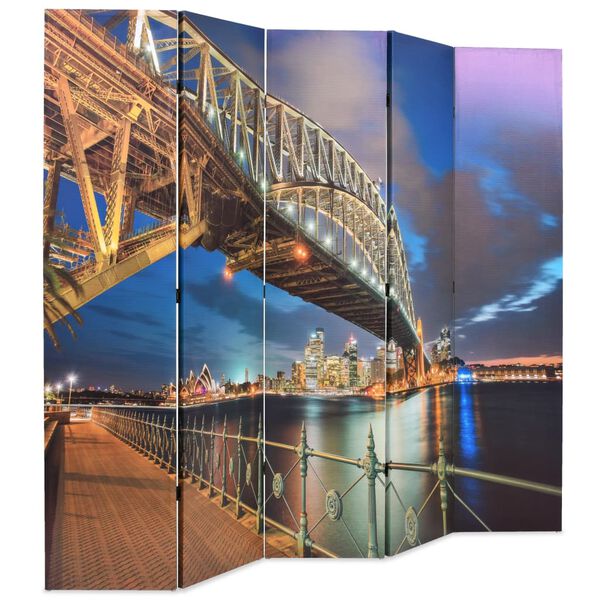 vidaXL Taitettava huoneenjakaja 200x170 cm Sydney Harbour Bridge