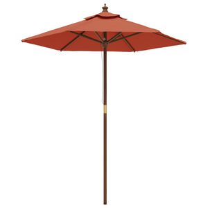 vidaXL Puutarhan aurinkovarjo puutolppa terrakotta 196x231 cm