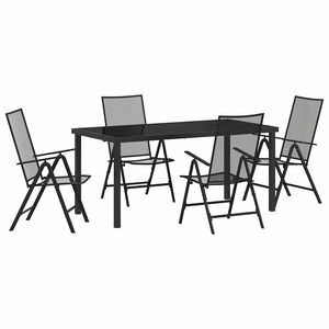 vidaXL Piharuokailu setti 5 pcs Antrasiitti Jauhemaalattu Ter&auml;s