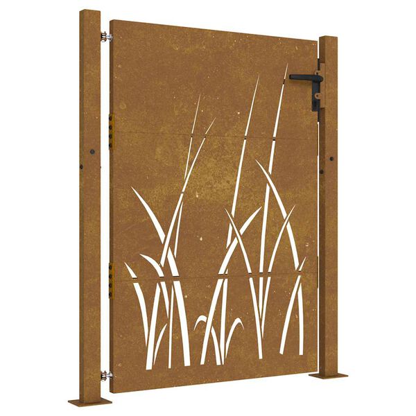 vidaXL Puutarhaportti 100x150 cm Corten-ter&auml;s Ruohokuvio