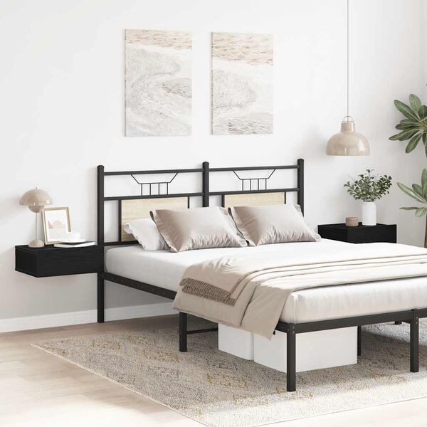 vidaXL Kelluvat y&ouml;p&ouml;yd&auml;t 2 kpl musta tammi 40x32x15 cm tekopuu