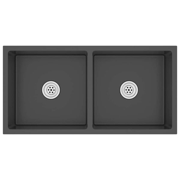 vidaXL Käsintehty tiskiallas musta ruostumaton teräs