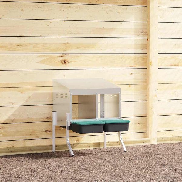 vidaXL Kanan pes&auml;laatikko 2 lokeroa jaloilla galvanoitu ter&auml;s