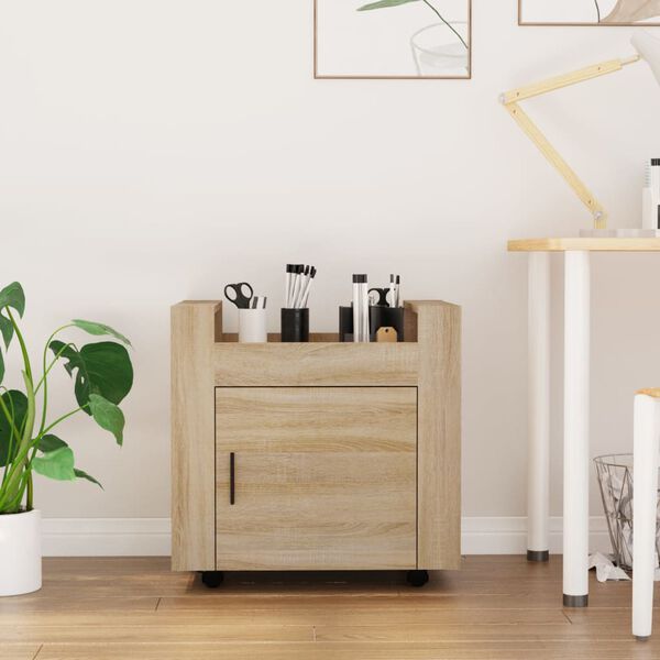 vidaXL Työpöytävaunu Sonoma-tammi 60x45x60 cm tekninen puu