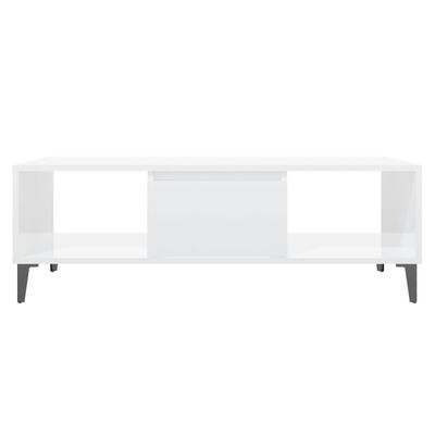 vidaXL Sohvapöytä korkeakiilto valkoinen 103,5x60x35 cm lastulevy