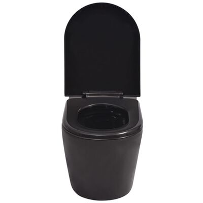 vidaXL WC piilotetulla vesisäiliöllä Keraaminen Musta