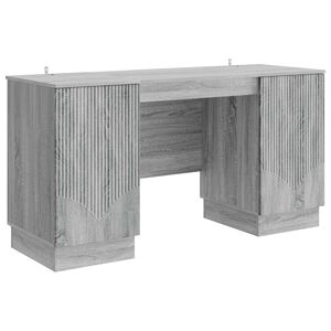 vidaXL P&ouml;yt&auml; hyllyll&auml; Harmaa sonoma 142,5 x 50 x 75 cm Tekninen puu