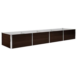 vidaXL Korotettu kukkalaatikko ruskea 320x80x45 cm galvanoitu ter&auml;s