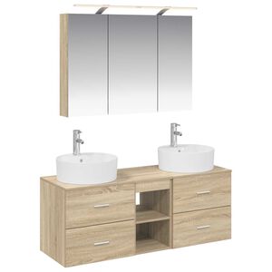 vidaXL Kylpyhuonekalustesetti 4 pcs Sonoma-tammi Tekninen puu ja lasi