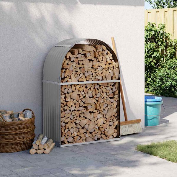 vidaXL Polttopuuteline vaaleanharmaa 80x45x120 cm galvanoitu ter&auml;s