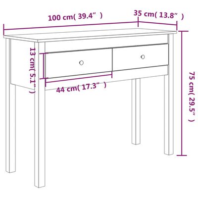 vidaXL Konsolipöytä valkoinen 100x35x75 cm täysi mänty