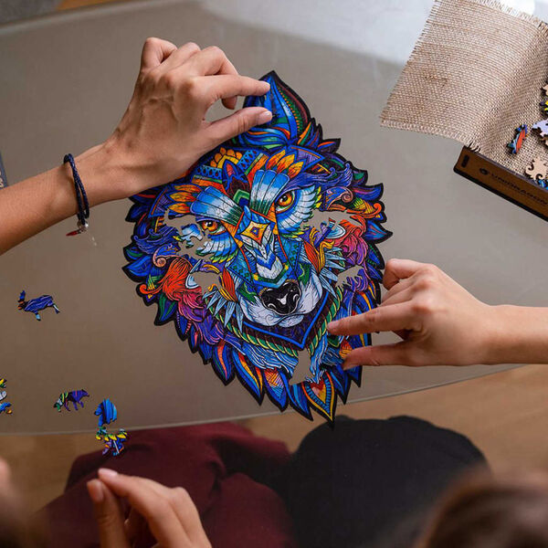 UNIDRAGON Puupalapeli 184 palaa Majestic Wolf keskikoko 24x33 cm