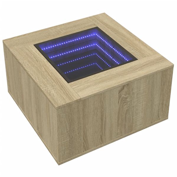 vidaXL Sohvap&ouml;yt&auml; LED-valoilla Sonoma-tammi 60x60x40 cm tekninen puu
