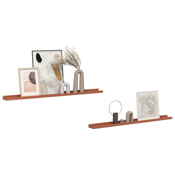 vidaXL Sein&auml;hylly hyllyll&auml; 2 pcs Punainen 100 x 9 x 3 cm Tekninen puu