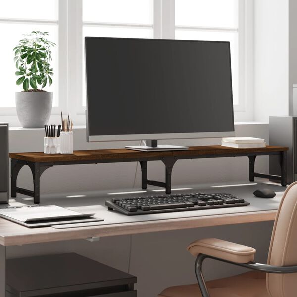 vidaXL Näyttöteline ruskea tammi 105x23x15,5 cm tekninen puu