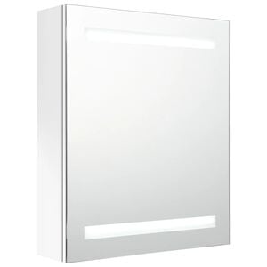 vidaXL LED kylpyhuoneen peilikaappi kiilt&auml;v&auml; valkoinen 50x14x60 cm