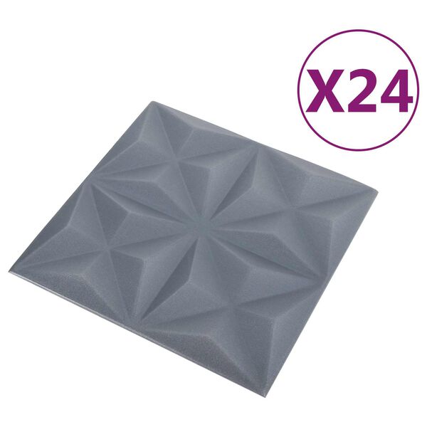 vidaXL Sein&auml;paneelit 24 pcs Origami Harmaa 50 x 50 cm XPS Vaahdon