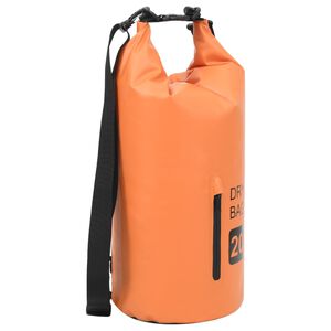 vidaXL Kuivapussi vetoketjulla oranssi 20 l PVC
