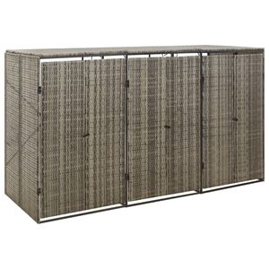 vidaXL Kolmen roska-astian vaja harmaa 207x80x117 cm polyrottinki